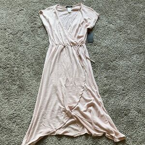 Elegant Pink Wrap Dress
